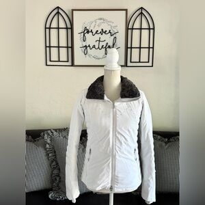 Obermeyer Evanna Down Ski Jacket In White Size 2 Swarovski Crystal Winter Snow